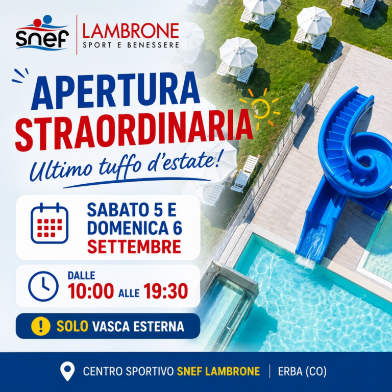 apertura straordinaria 5 e 6 settembre 2026 snef lambrone