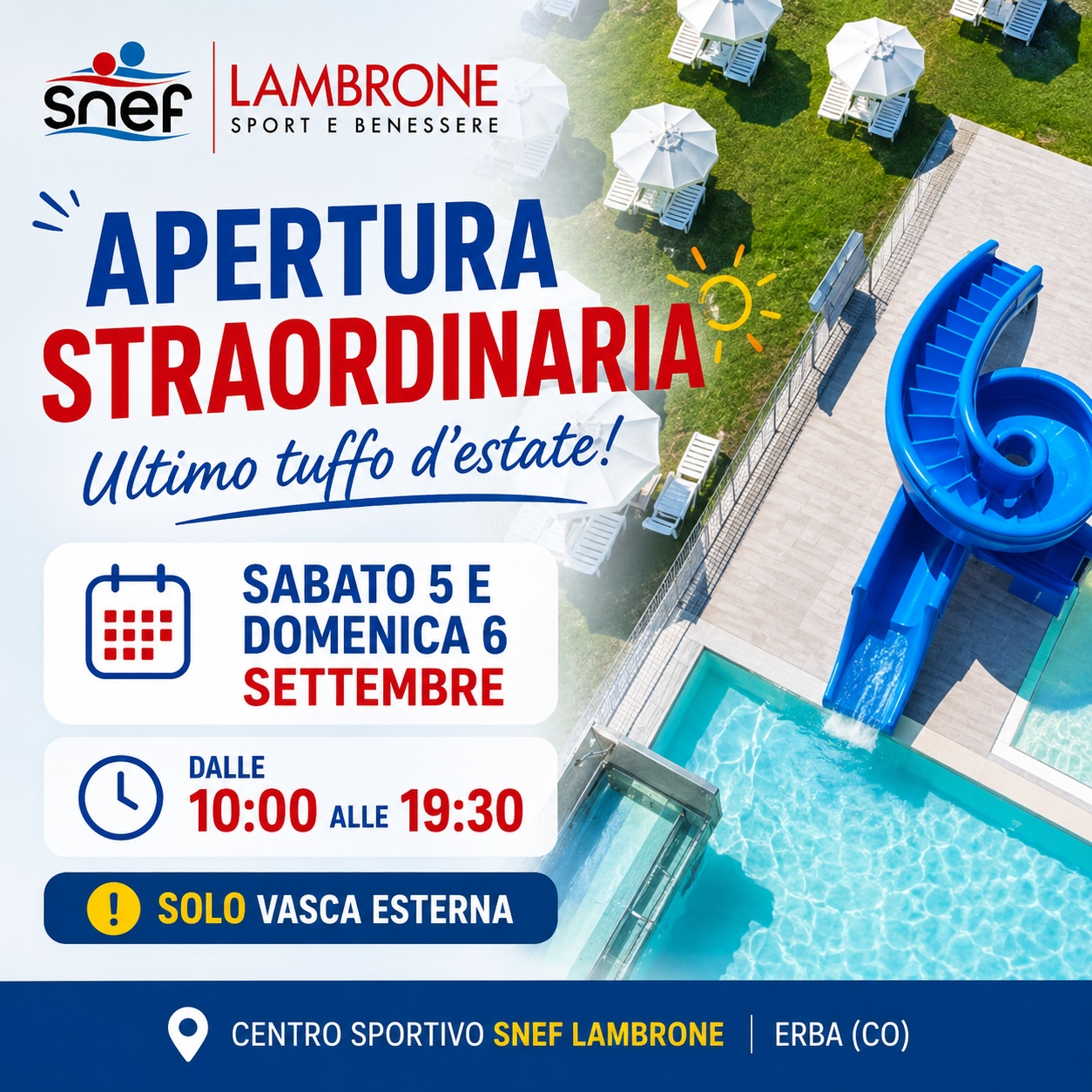 apertura straordinaria 5 e 6 settembre 2026 snef lambrone