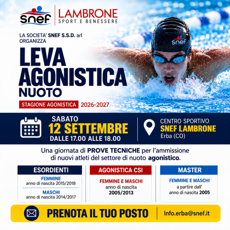 leva agonistica nuoto stagione 2026/2027 snef lambrone
