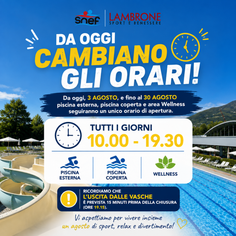 nuovi orari dal 3 al 30 agosto 2026 snef lambrone